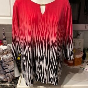 D womens Calvin Klein stretch geometric 3/4 sleeve plus size top 1X